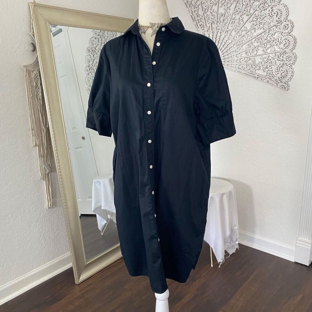 Old Navy Cute Black 100% Cotton Button Up Dress Mini Knee Length Size S - Picture 5 of 7